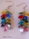 Boucles d'oreilles multicolores coeurs cristal autrichien, 14 coeurs de 10 mm, support argenté,