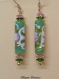 Boucles d'oreilles en perles de verre de murano authentiques collection millefiori,tube de 25 mm de hauteur et 8 mm de diamètre,,