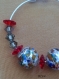 Boucles d'oreilles creoles argent, cristal et verre de murano authentique,30 mm de diamètre, crochets d'oreilles en argent,