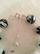 Bracelet en perles de verre de murano authentiques blanc,feuille d'argent,noir,sur éléments en argent,de 19 à 25 cm de longueur,