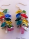 Boucles d'oreilles multicolores coeurs cristal autrichien, 14 coeurs de 10 mm, support argenté,