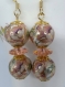 Boucles d'oreilles en perles japonaises tensha, cristal swarovski, 12 mm de diamètre, vert clair, or, rose saumon, rondelle cristal 10 mm,