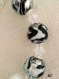 Bracelet en perles de verre de murano authentiques blanc,feuille d'argent,noir,sur éléments en argent,de 19 à 25 cm de longueur,