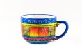 Grosse tasse a thé 50 cl en porcelaine peint à la main couleurs bleu et dégradé 