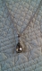 C246- collier en acier inoxydable avec un pendentif en forme de goutte et perle en verre transparente facetée 