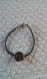 Br242- bracelet en cuir avec une perle en métal argenté