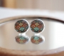 Folk earrings geometric stud earrings bright etnic  design multicoloured small studs post earrings glass dome earrings orange blue earrings