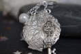 Locket necklace key locket  pearl  locket pendant silver locket necklace aromatherapy locket jewelry  perfume locket anniversary day gifts
