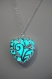 Glowing necklace  heart aqua glowing necklace glowing jewelry glowing pendant glow in the dark necklace valentines day gift for her mothers