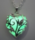 Heart glow necklace glowing necklace big green heart  glow in the dark  glowing jewelry  glowing pendant heart necklace valentine day gift