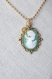 Green cameo necklace necklace personalized victorian woman cameo jewelry cameo antique brass necklace best friend romantic gift for her