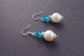Pearl bride earrings sapphire crystal earrings bridesmaid earrings bridesmaid gift christmas gift wedding jewelry bride pearl earrings