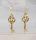 Gold key earrings skeleton key jewelry vintage key earrings charm love earrings anniversary gift for her mothers day steampunk earrings