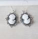 Black cameo earrings cameo goth earrings victorian earrings vintage earrings goth jewelry lady cameo jewelry woman cameo silver gift for her