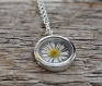 Daisy necklace glass locket necklace real flower necklace chrysanthemum flower jewelry nature necklace botanical necklace terrarium gift