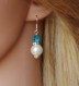 Pearl bride earrings sapphire crystal earrings bridesmaid earrings bridesmaid gift christmas gift wedding jewelry bride pearl earrings
