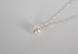 White  pearl necklace drop freshwater pearl necklace sterling silver necklace bridesmaid necklace