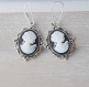 Black cameo earrings cameo goth earrings victorian earrings vintage earrings goth jewelry lady cameo jewelry woman cameo silver gift for her