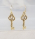 Gold key earrings skeleton key jewelry vintage key earrings charm love earrings anniversary gift for her mothers day steampunk earrings