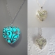 Glowing necklace  heart aqua glowing necklace glowing jewelry glowing pendant glow in the dark necklace valentines day gift for her mothers