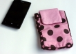 Pochette pour téléphone portable - rose/pois marron