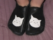 Chausson cuir - fille - bleu marine/chat - taille 28
