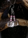 Boucles d'oreilles pendantes cube transparent et perles roses et blanches