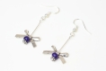 Boucles d'oreille nœud et perle en bois violet