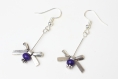 Boucles d'oreille nœud et perle en bois violet