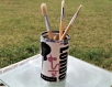 Pot à crayon en toile cirée motif « london» – création artisanale