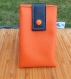 Etui à lunettes ou à portable en simili cuir orange, entièrement doublé  – création artisanale