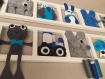 Décoration murale chambre bebe garçon, figurines bleu gris, personnalisé, cadeau de naissance