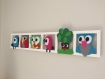 Cadre décoration chambre de bébé, animaux hiboux multicolores ,  cadeau original