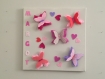 Déco chambre enfant, toile papillons 3d, tons rose lila, cadeau de naissance original