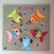 Déco chambre enfant, toile poissons 3d, multicolores, cadeau de naissance original