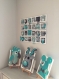 Cadre mural chambre de bébé, figurines gris bleu turquoise , cadeau personnalisé
