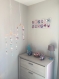 Cadre décoration chambre de bébé fille , figurines gris mauve lila - cadeau original