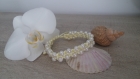 Bracelet macramé jaune et perles nacrées