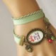 S.7.383 bracelet filigrane maman la plus jolie noeud rose bijou fantaisie bronze cabochon verre cadeau maman cadeau fête des mères