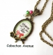 S.7.384 collier pendentif maman la plus jolie noeud rose bijou fantaisie bronze cabochon verre cadeau maman cadeau fête des mères