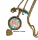 S.6.295 bijou mamie collier pendentif mamie ange gardien bleu plumes bijou fantaisie bronze collier cabochon verre cadeau mamie cadeau fête des grands-mères (série 2)