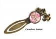 S.6.296 bijou mamie marque page mamie extraordinaire fleurs multicolores rose bijou fantaisie bronze marque-page cabochon verre cadeau mamie cadeau fête des grands-mères (série 7)