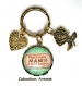S.6.369 bijou mamie porte-clés anneau mamie a temps complet fleurs mimosa bijou fantaisie bronze porte clés cabochon verre cadeau mamie cadeau fête des grands-mères (série 4)
