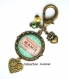 S.6.369 bijou mamie porte-clés anneau mamie a temps complet fleurs mimosa bijou fantaisie bronze porte clés cabochon verre cadeau mamie cadeau fête des grands-mères (série 4)