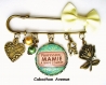 S.6.372 bijou mamie collier pendentif mamie a temps complet fleurs mimosa bijou fantaisie bronze collier cabochon verre cadeau mamie cadeau fête des grands-mères (série 4)
