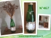 Vase ou bouteille recycle en verre boheme toile de jute et dentelle n°467