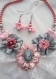 Sublime collier plastron camee/ fleurs et perles cristal 