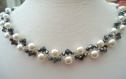 Superbe parure collier + bo en perles de cristal kdo 