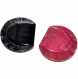 867r / lot de 2 gros boutons vintages originaux plastique noir rouge paillette 38mm