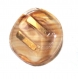 488r / 1 petit bouton ancien en verre marron et doré 12mm